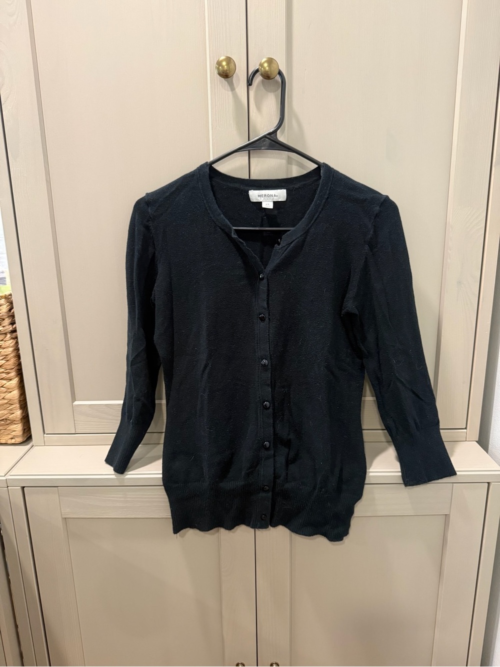 Merona Black Button-Front Crewneck Cardigan